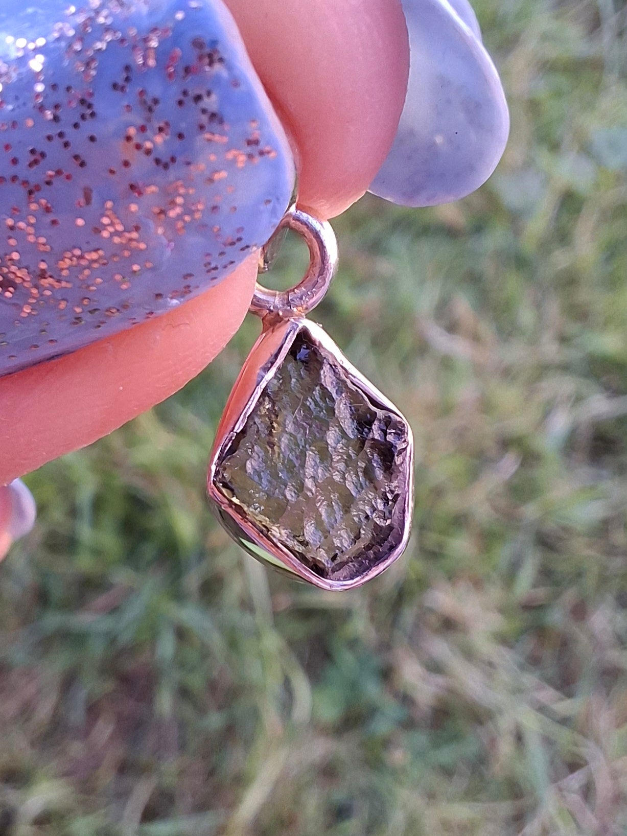 Moldavite Pendant, 925 Silver, Tektite (Ref: P88)