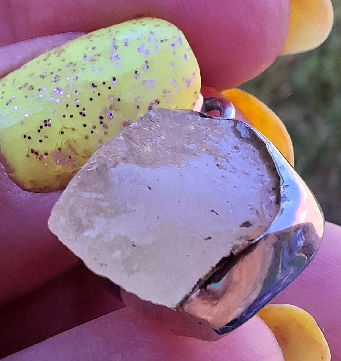 Libyan Desert Glass Pendant, 925 Silver, Tektite (Ref: LP104)