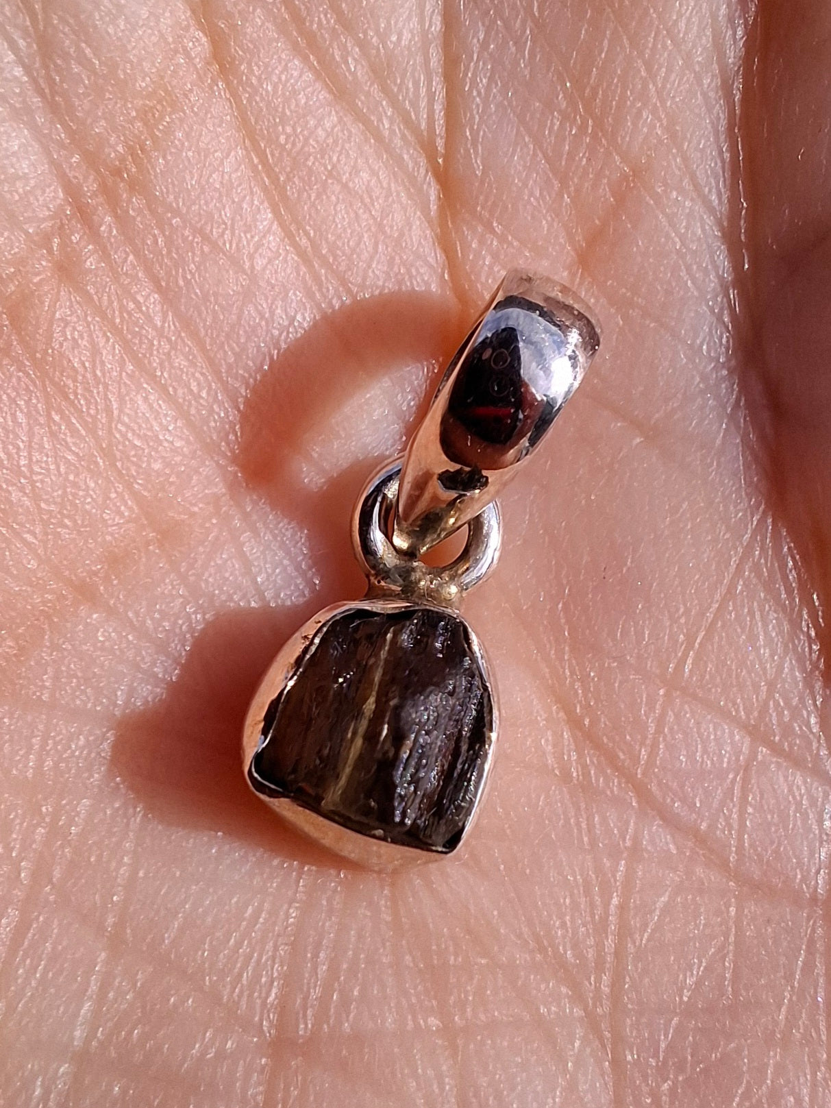 Moldavite Pendant, 925 Silver, Tektite (Ref: P50)