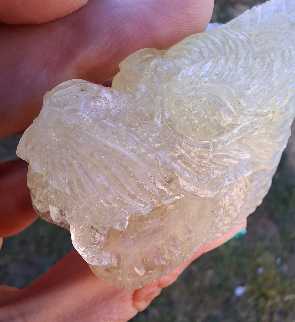 Libyan Desert Glass DRAGON HEAD Carving, 75.84g, Tektite (Ref: Dragon1)