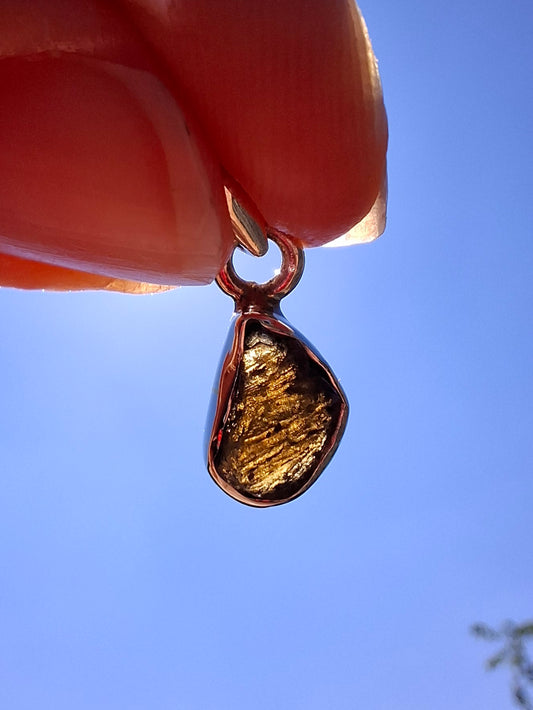 Moldavite Pendant, 925 Silver, Tektite (Ref: P35)