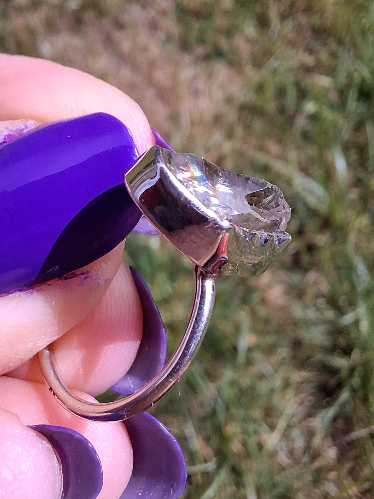 Libyan Desert Glass Ring, size K, 925 Silver, Tektite 🌈 (Ref: LR12)