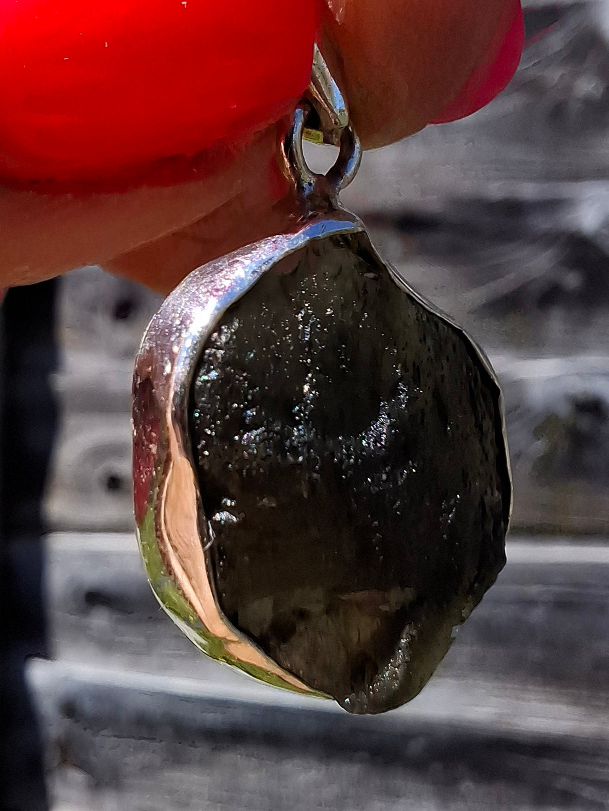 Moldavite Pendant, 925 Silver, Tektite (Ref: P436)