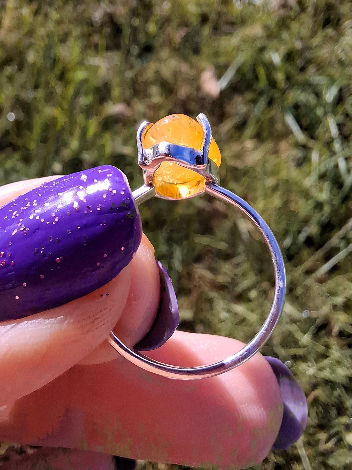 Baltic Amber Ring, size N. 925 Silver, Fossil (Ref: AR7)