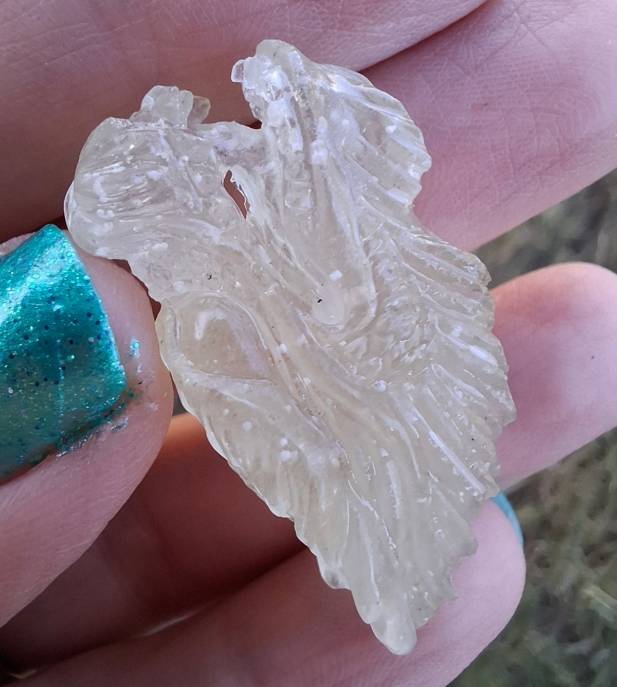 Libyan Desert Glass DRAGON HEAD carving, 9.66g, Tektite (Ref: Dragon 3)