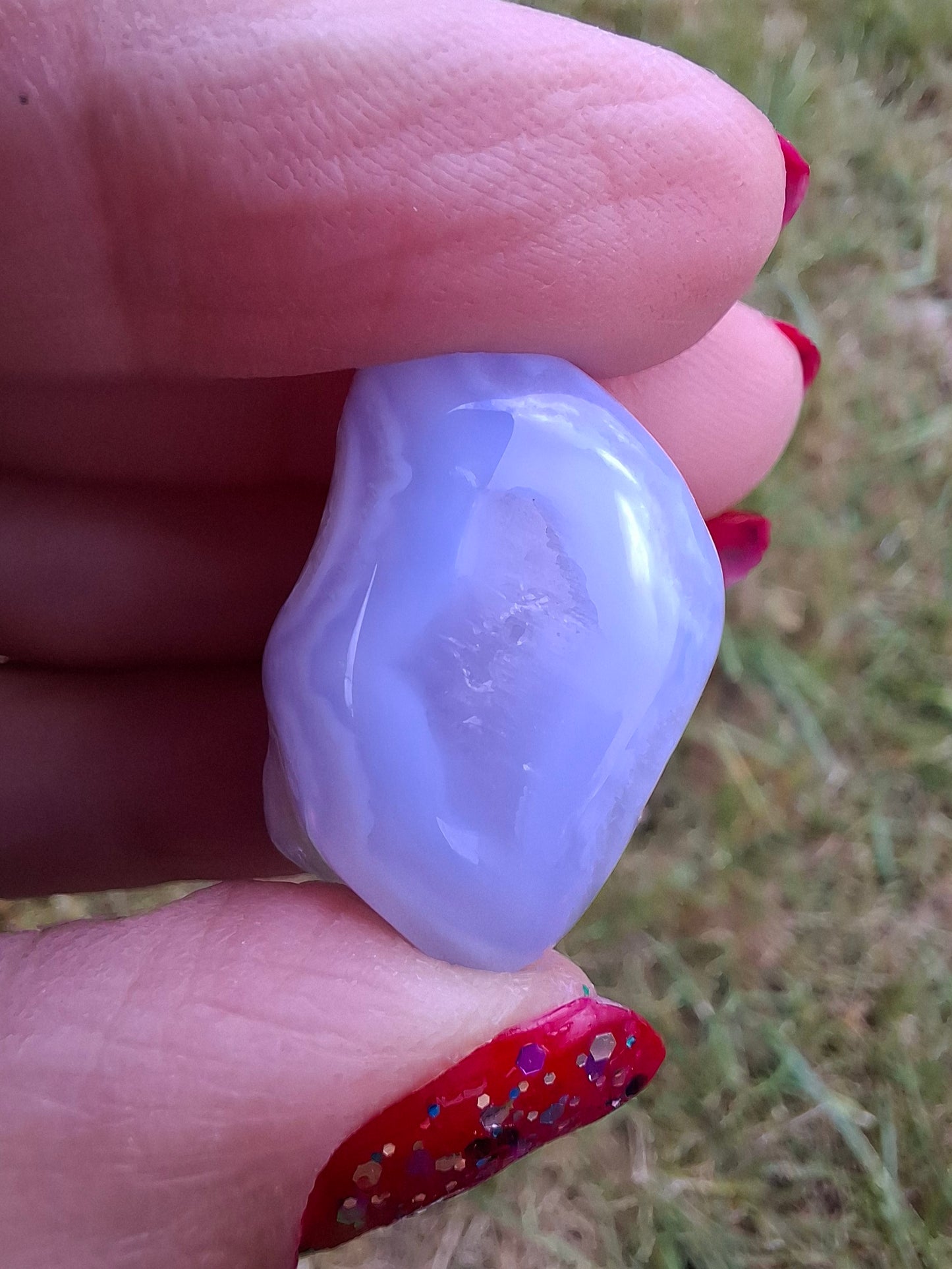 Blue Lace Agate, Tumble Stone, Crystal (Ref: T140)