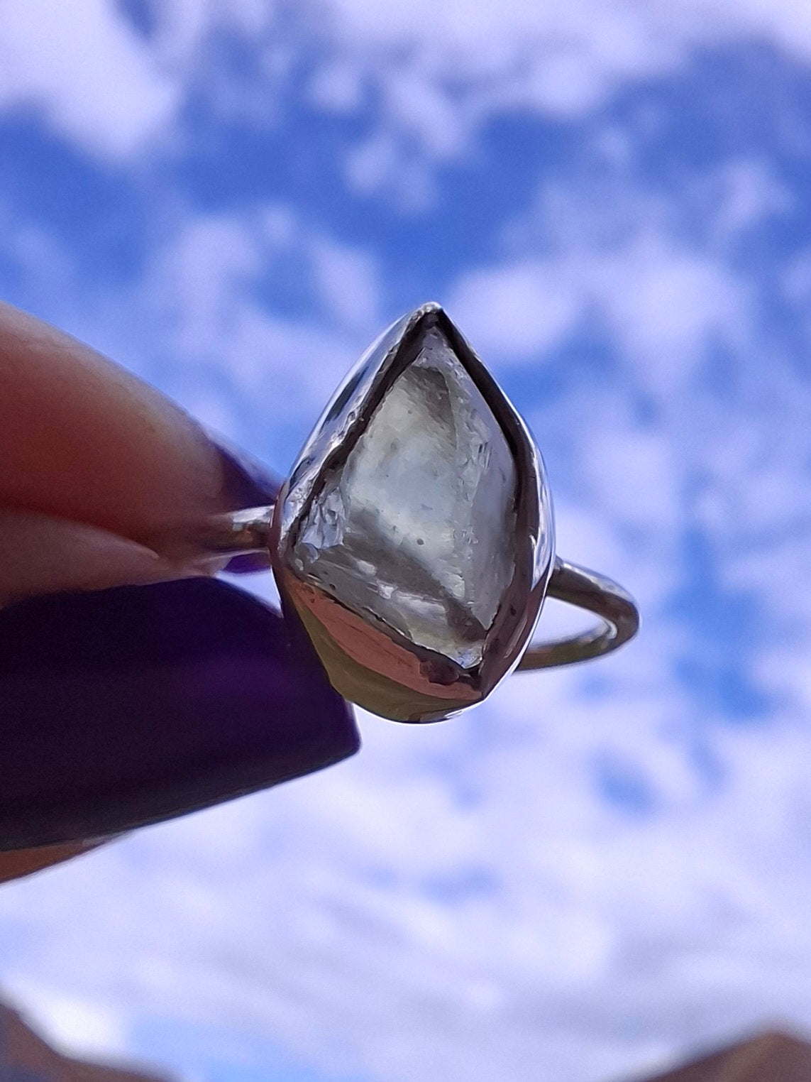 Libyan Desert Glass Ring, size large K/small L, 925 Silver, Tektite (Ref: LR17)