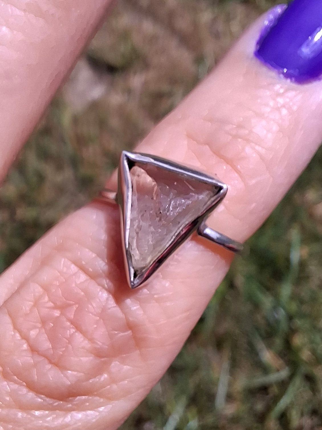 Libyan Desert Glass Ring, size large J/small K, 925 Silver, Tektite (Ref: LR11)