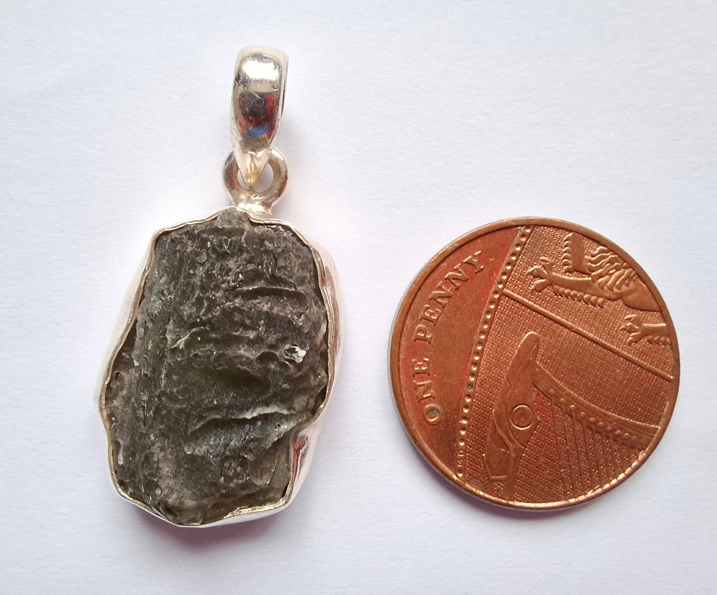 Moldavite Pendant, 925 Silver, Tektite (Ref: P433)