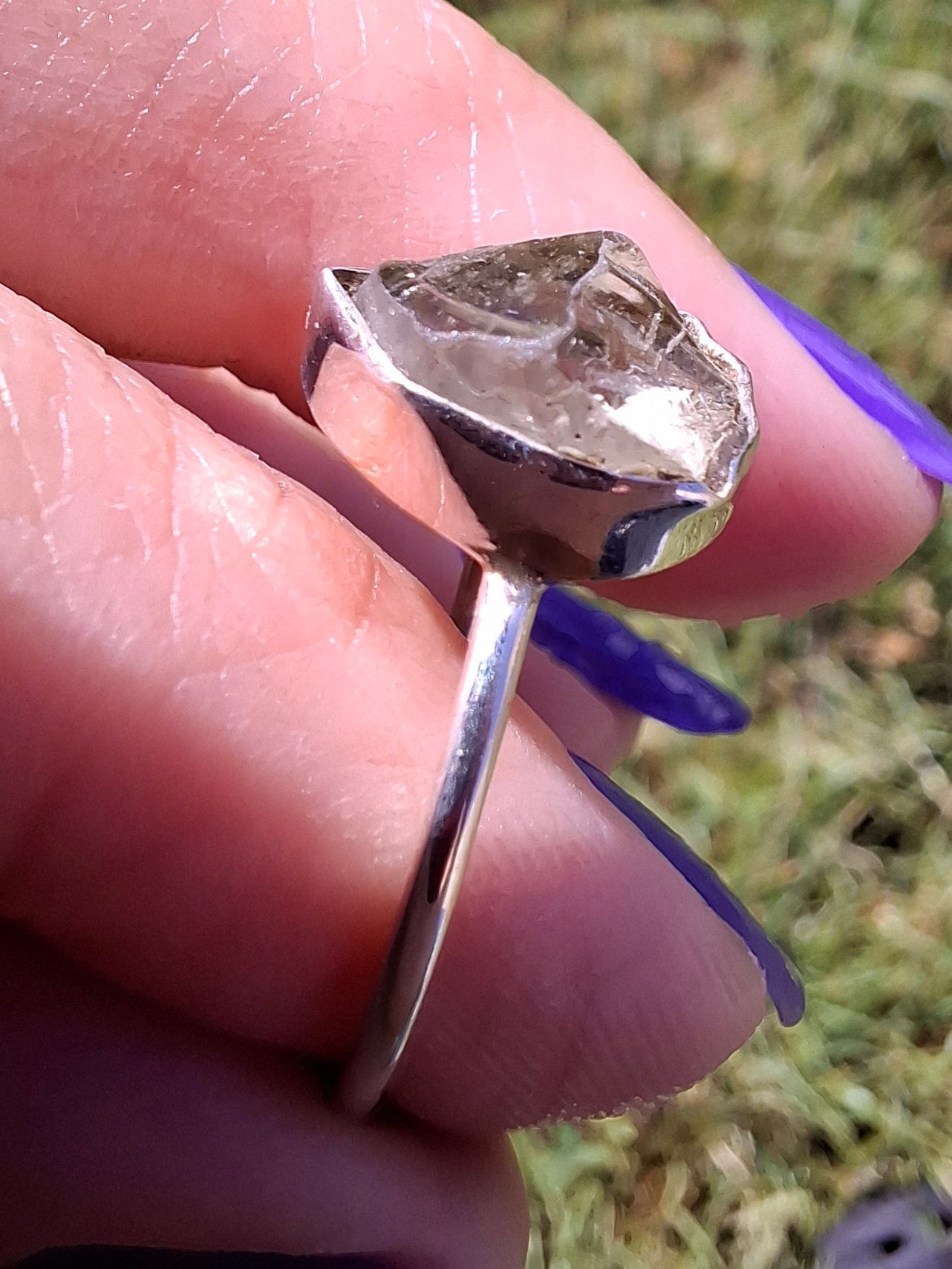 Libyan Desert Glass Ring, size large T, 925 Silver, Tektite (Ref: LR48)