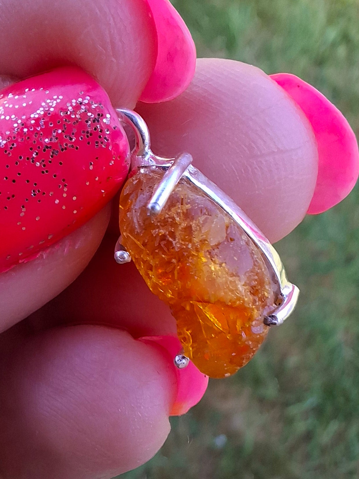 Baltic Amber Pendant, 925 Silver, Fossil (Ref: AP21)