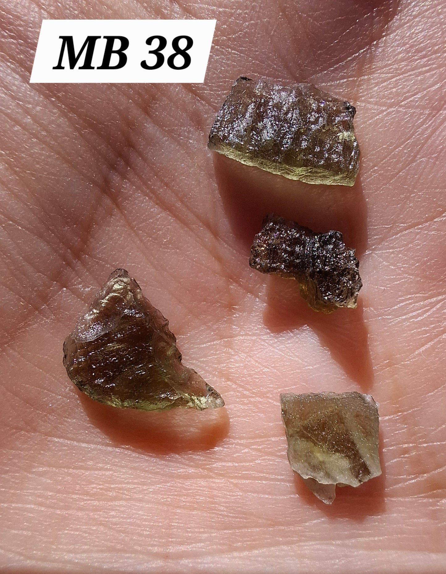 Moldavite chip Bundle, 1g, 4 pcs, Tektite (MB38)