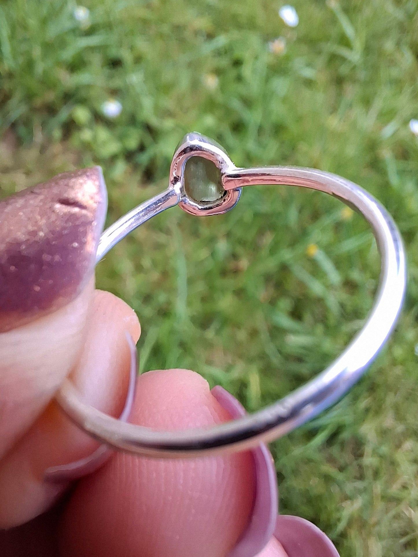 Moldavite Ring, size large R/small S, 925 Silver, Tektite (Ref: R54)