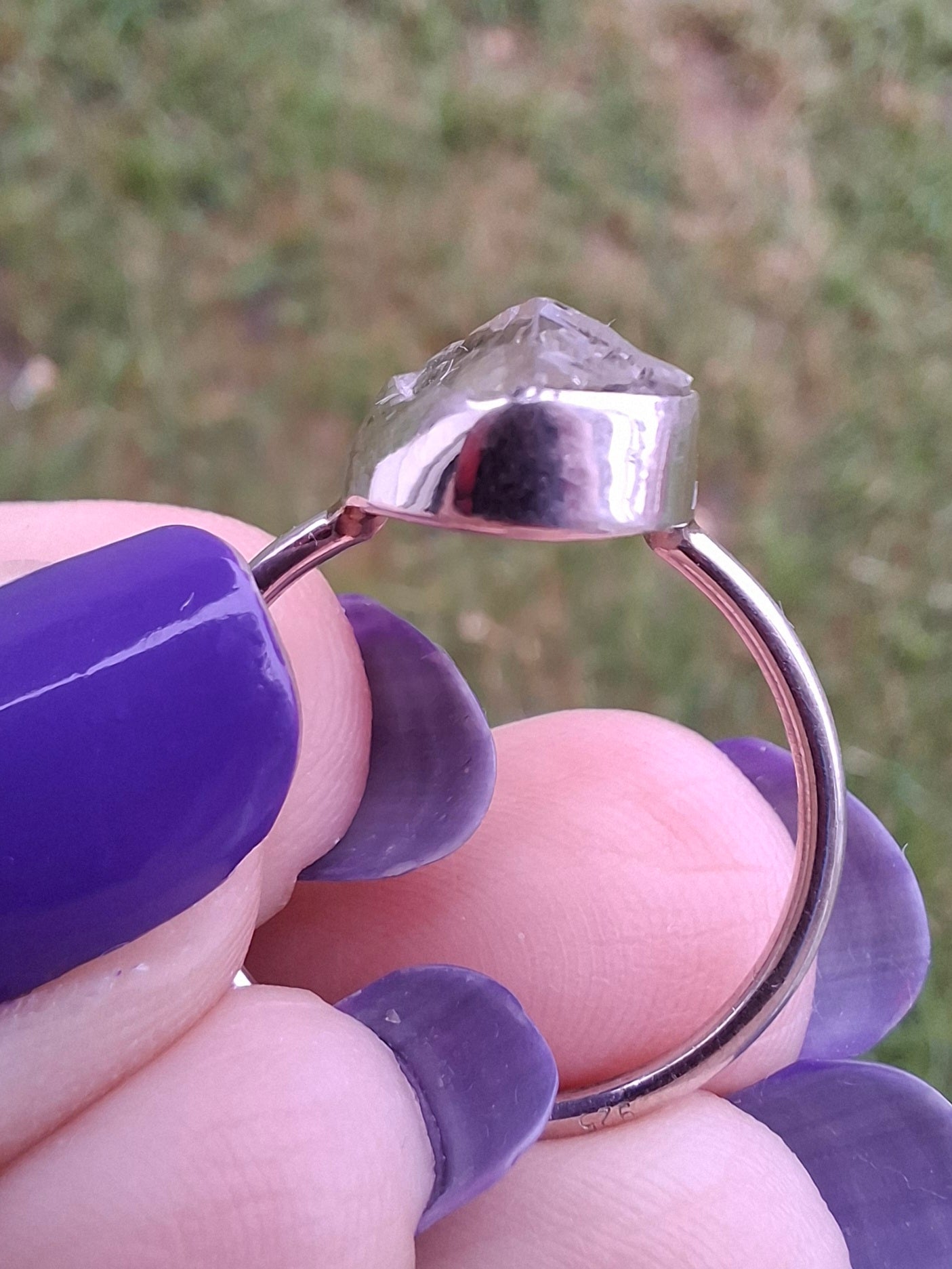 Libyan Desert Glass Ring, size large P, 925 Silver, Tektite (Ref: LR34)