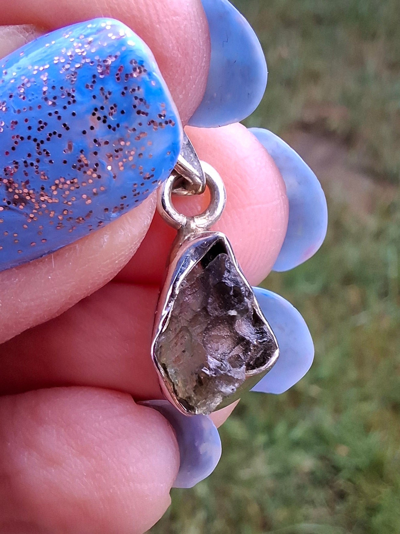 Moldavite Pendant, 925 Silver, Tektite (Ref: P65)