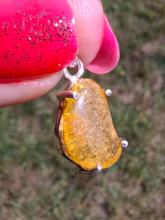 Baltic Amber Pendant, 925 Silver, Fossil (Ref: AP22)