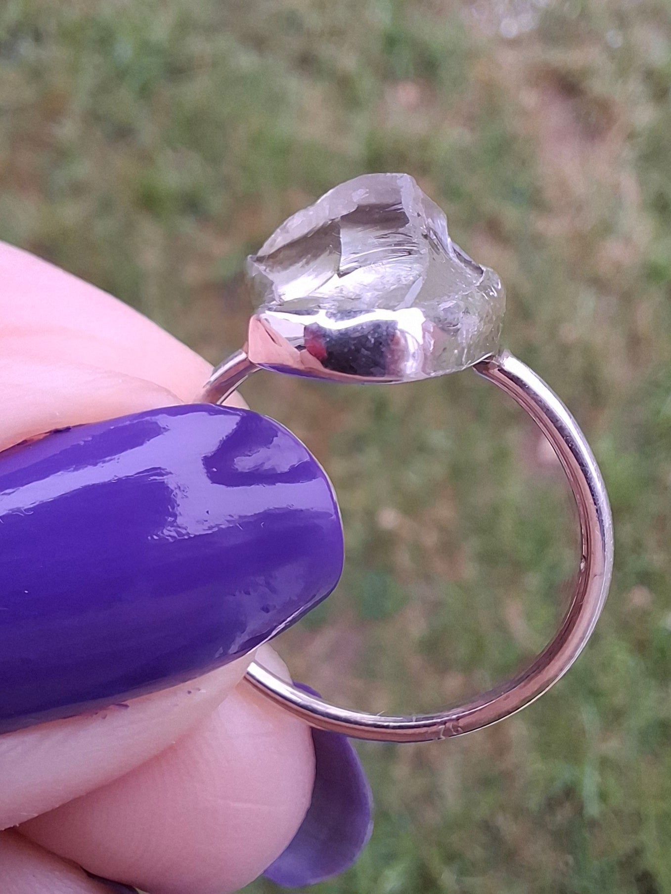 Libyan Desert Glass Ring, size large P, 925 Silver, Tektite (Ref: LR30)
