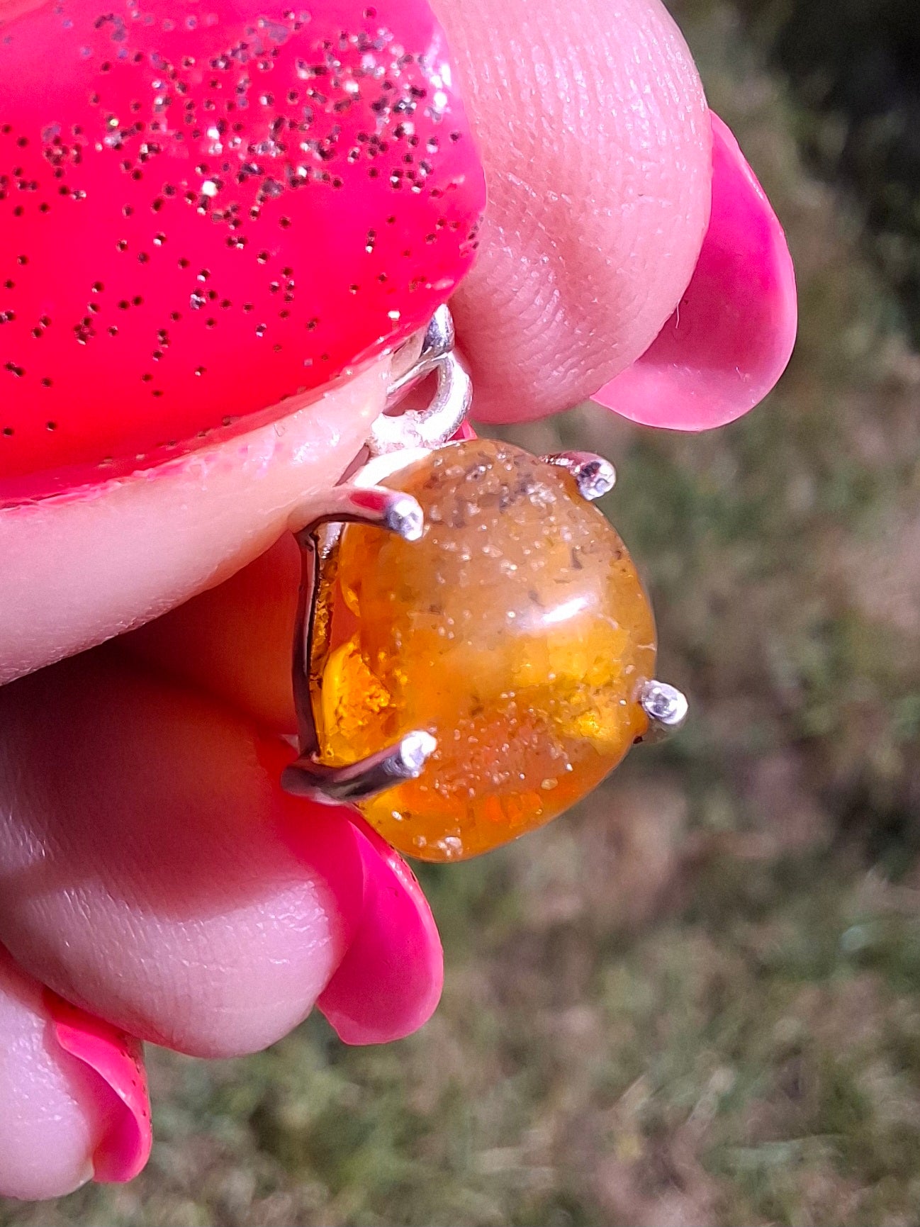Baltic Amber Pendant, 925 Silver, Fossil (Ref: AP17)