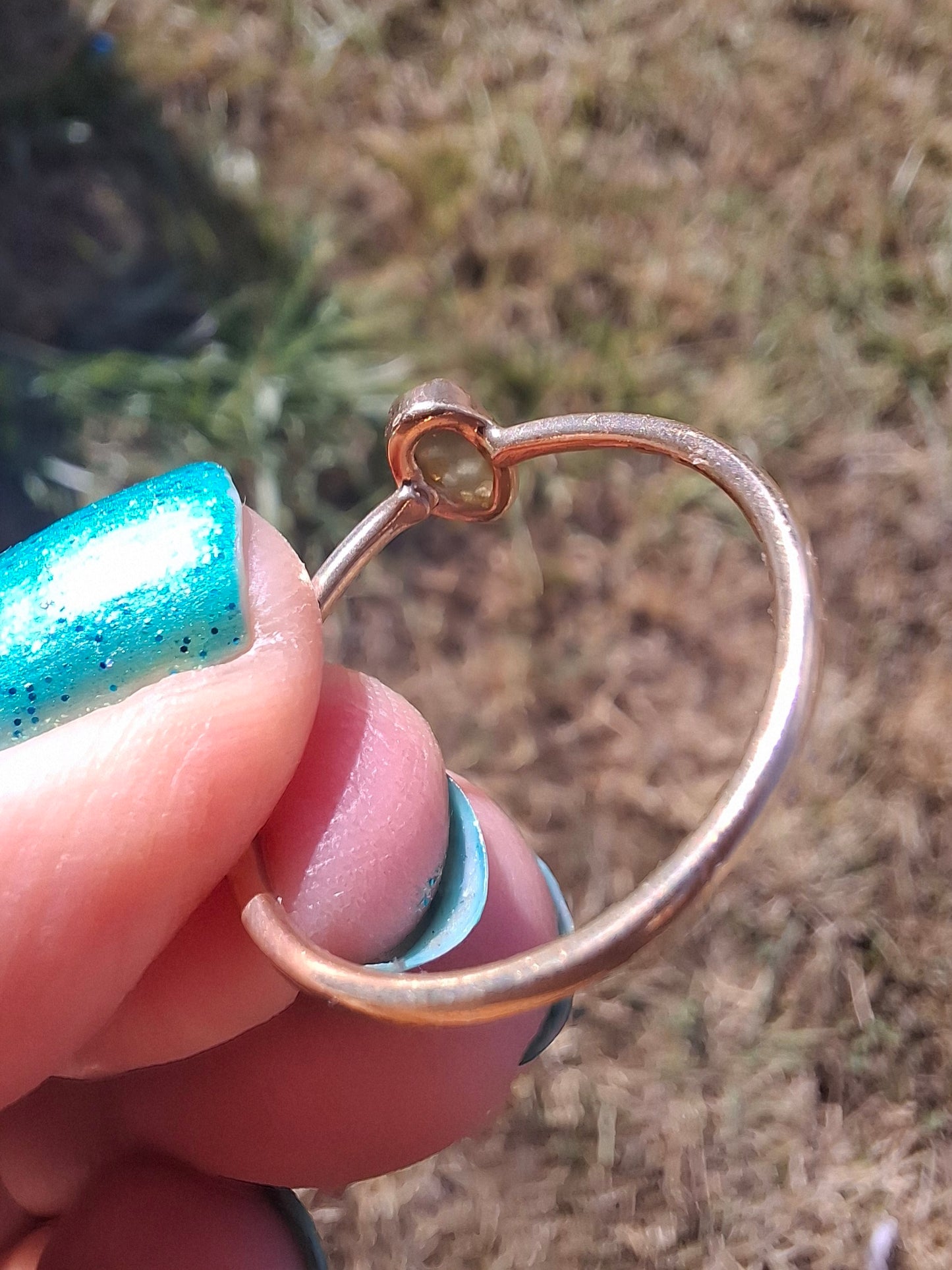Moldavite Ring, 14K GOLD Plated, size large S, Tektite (Ref: R345)