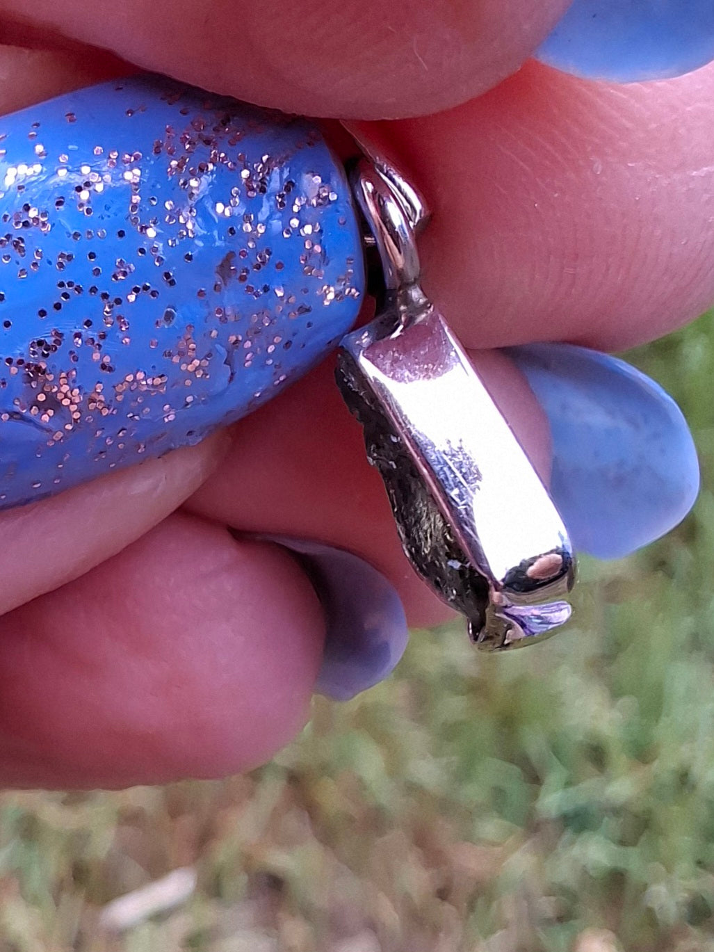Moldavite Pendant, 925 Silver, Tektite (Ref: P76)