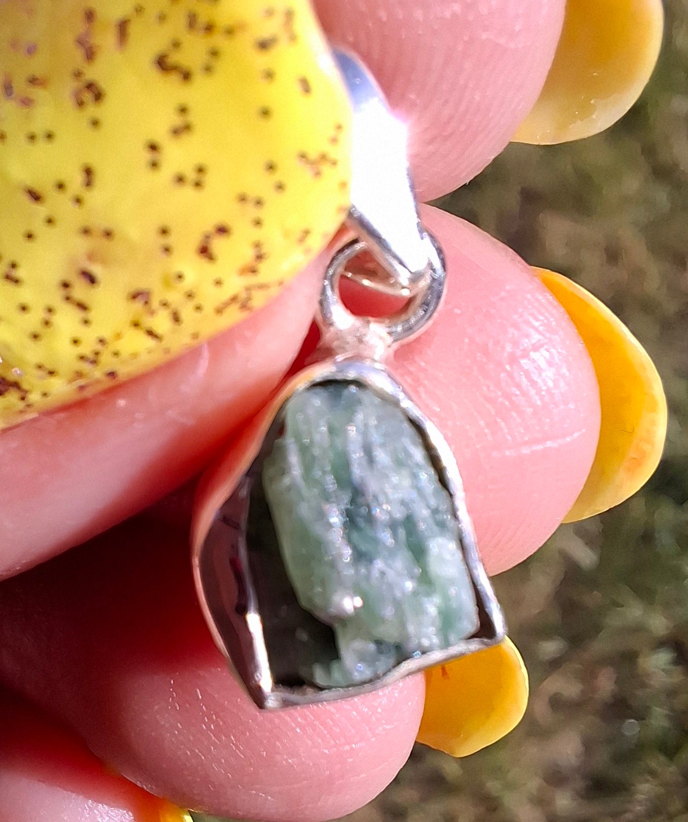 Green Tourmaline Pendant, 925 Silver, Crystal (Ref: GT9)