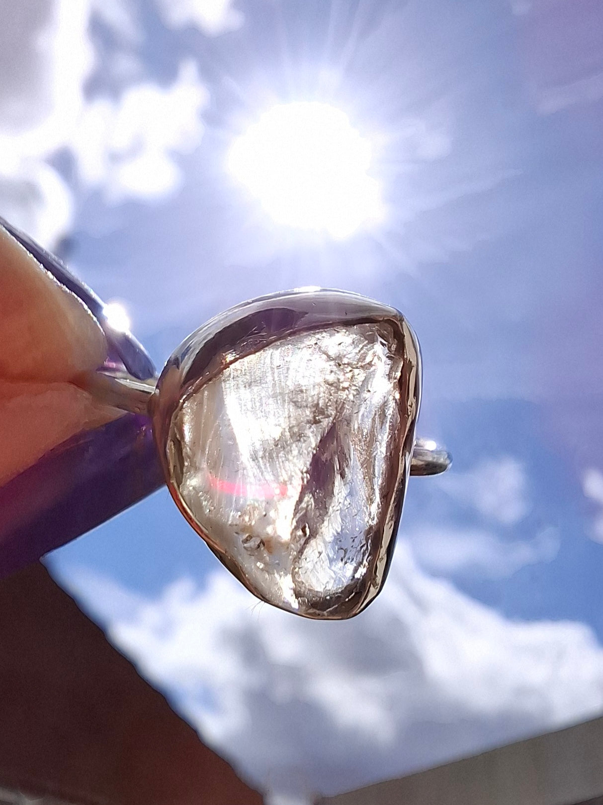 Libyan Desert Glass Ring, size large P, 925 Silver, Tektite (Ref: LR28)