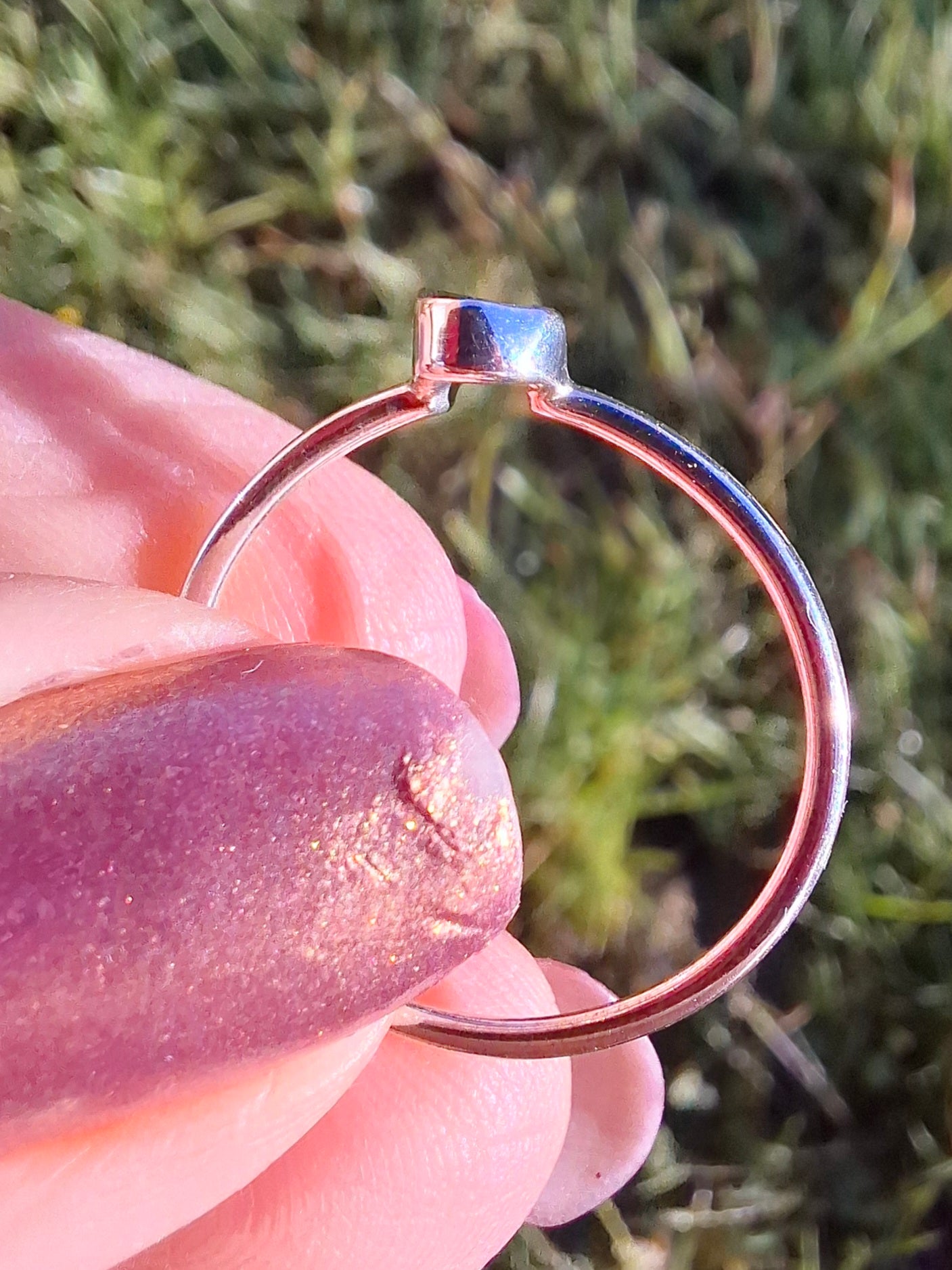 Moldavite Ring, size small R, 925 Silver, Tektite (Ref: R52)