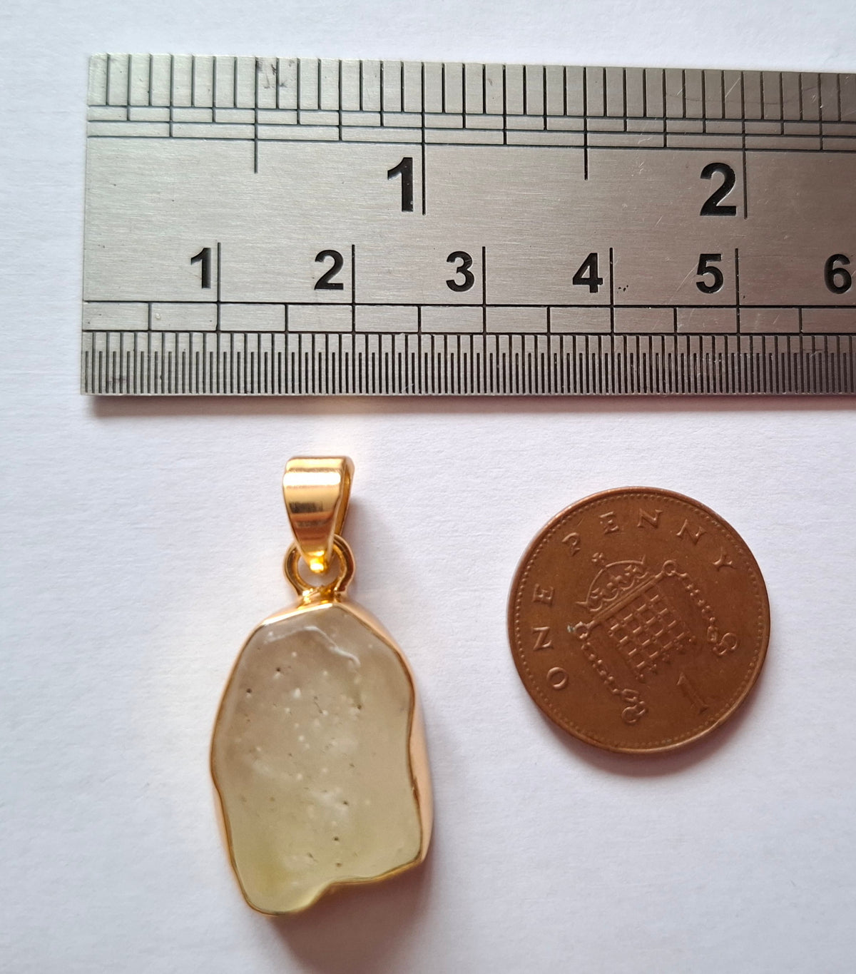 Libyan Desert Glass Pendant, 14K GOLD Plated, Tektite (Ref: LP123)