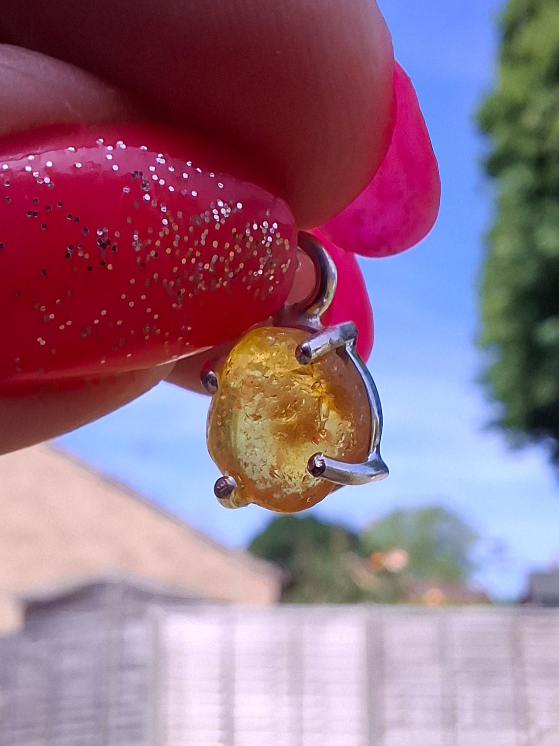 Baltic Amber Pendant, 925 Silver, Fossil (Ref: Ap15)