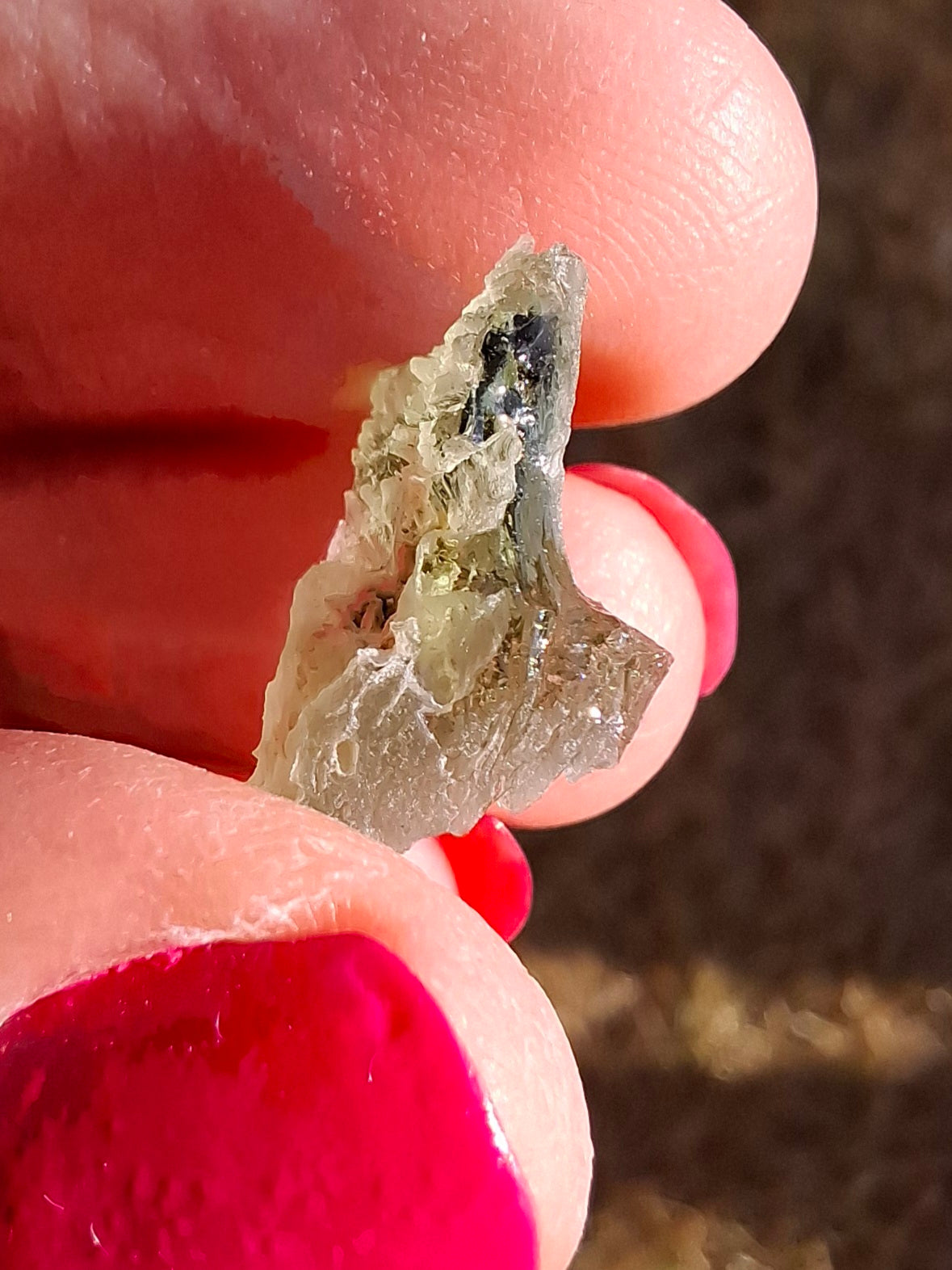 Moldavite Piece, SNOWFLAKE, FROSTED, BRUSNA, 0.92g, Tektite (Ref: 1499)