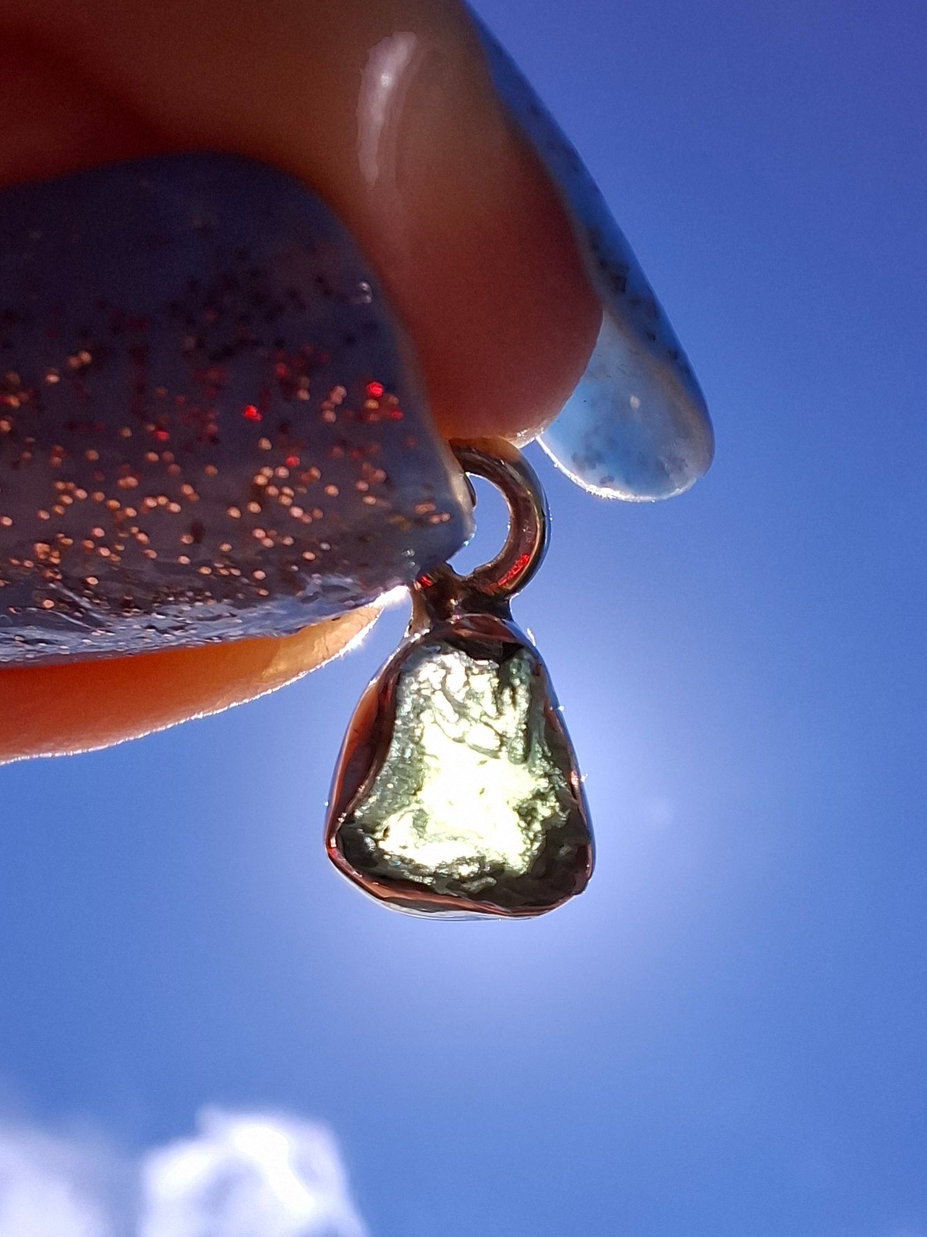 Moldavite Pendant, 925 Silver, Tektite (Ref: P66)