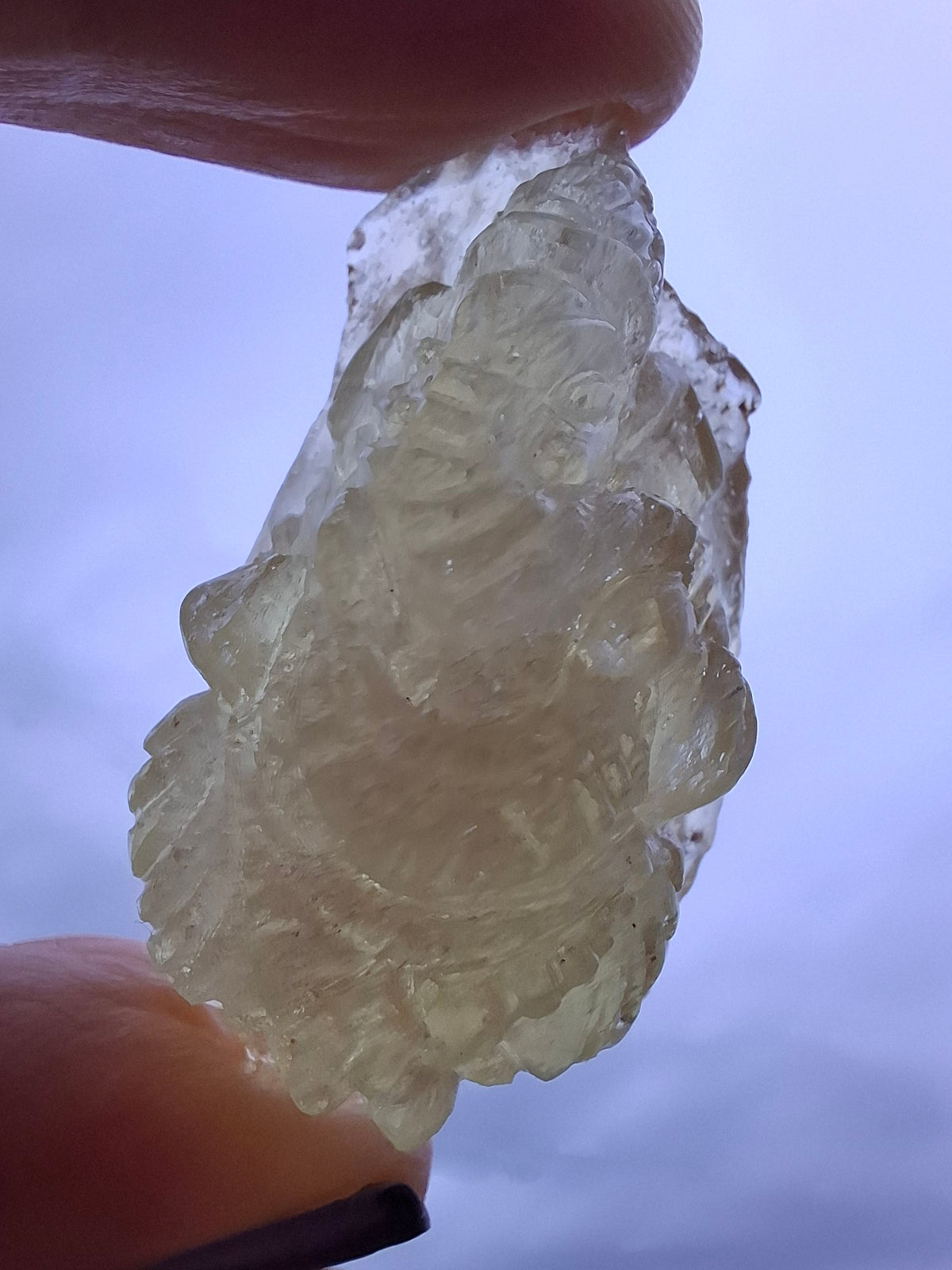 Libyan Desert Glass GANESHA carving, 18.39g, Tektite (Ref: Ganesha3)