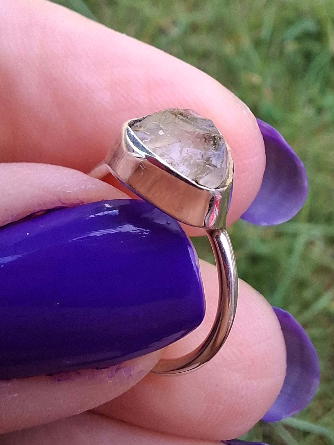 Libyan Desert Glass Ring, size large G, 925 Silver, Tektite (Ref: LR3)
