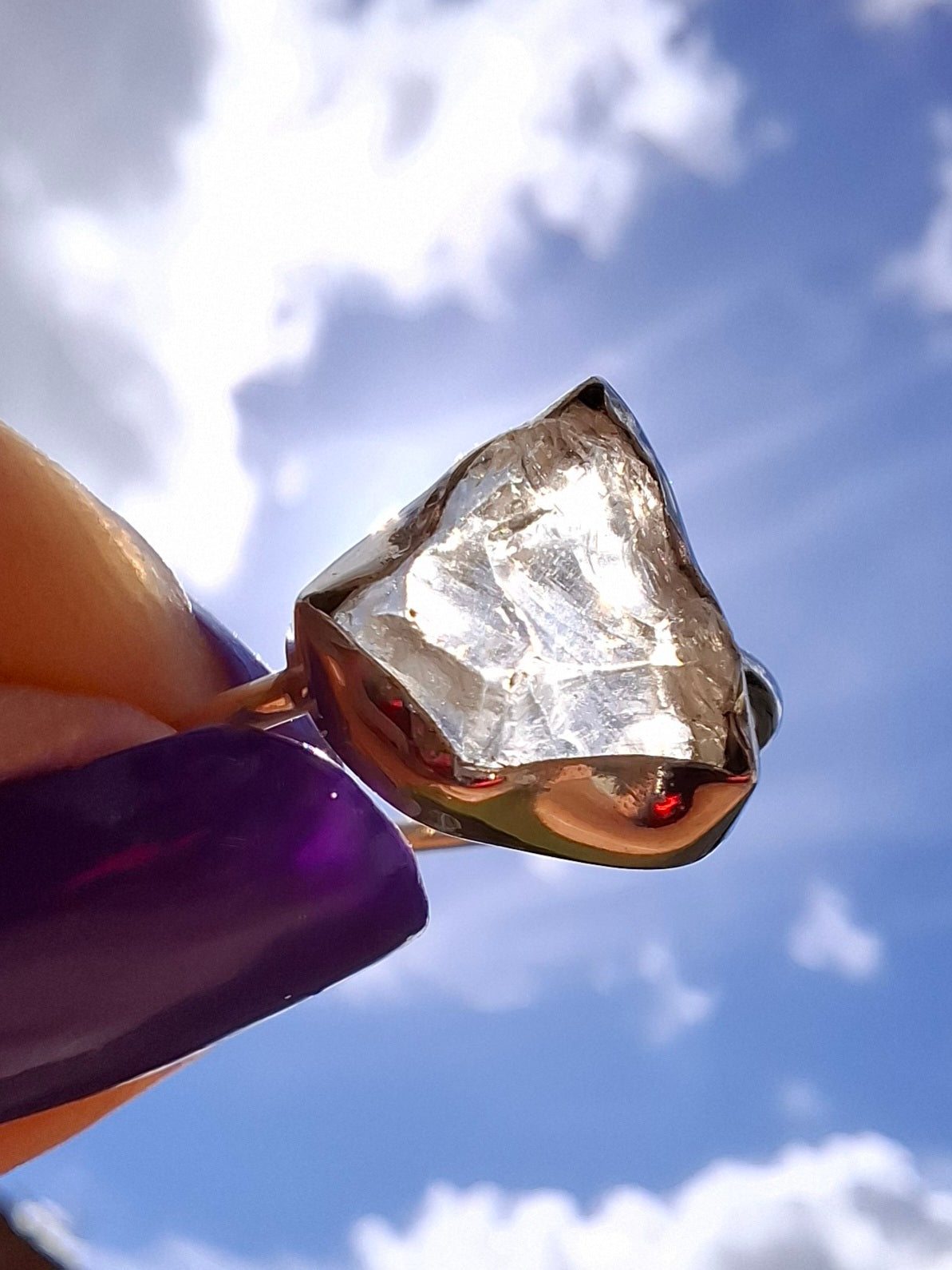 Libyan Desert Glass Ring, size large O, 925 Silver, Tektite (Ref: LR24)