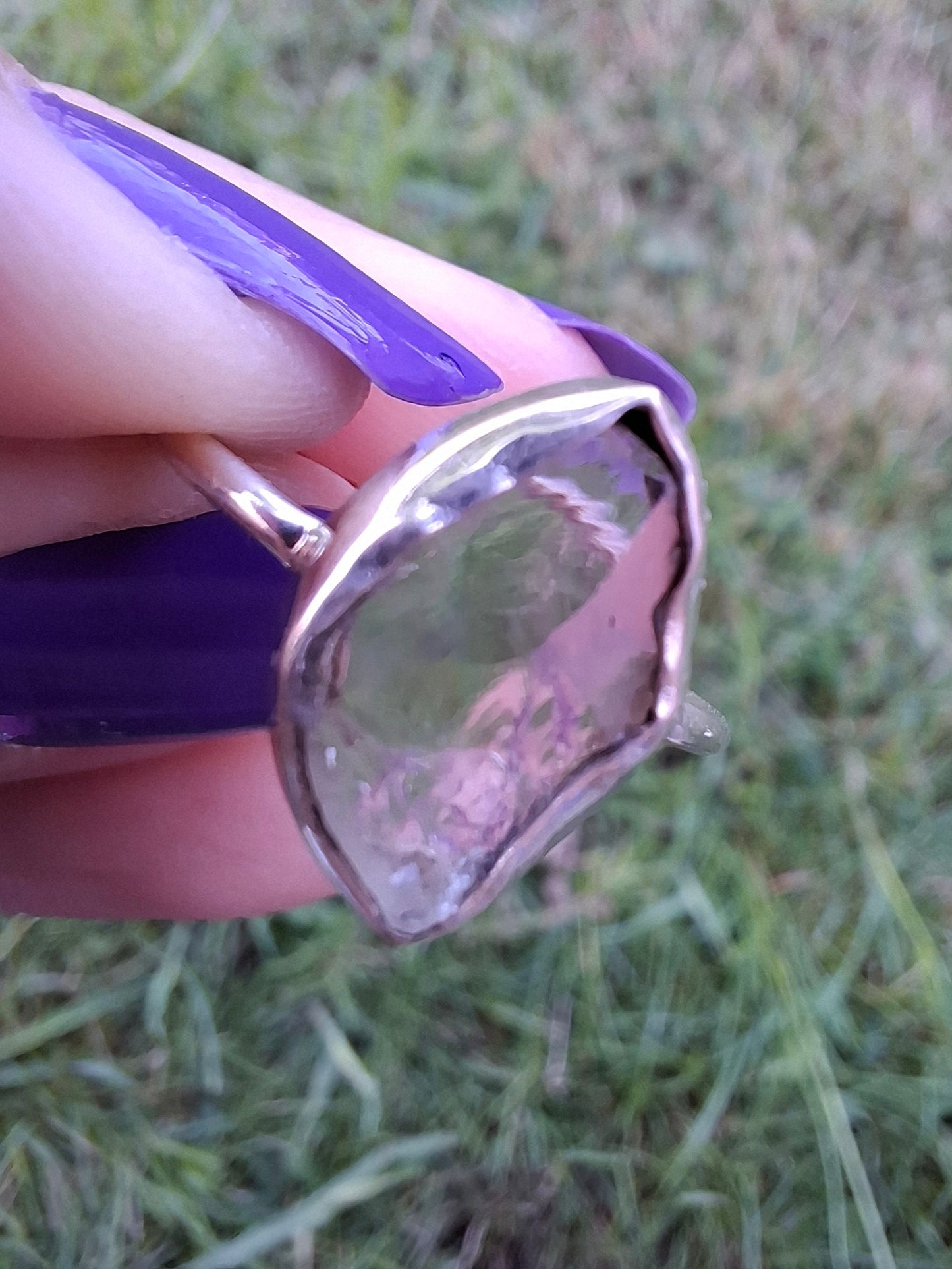 Libyan Desert Glass Ring, size small R, 925 Silver, Tektite (Ref: LR41)