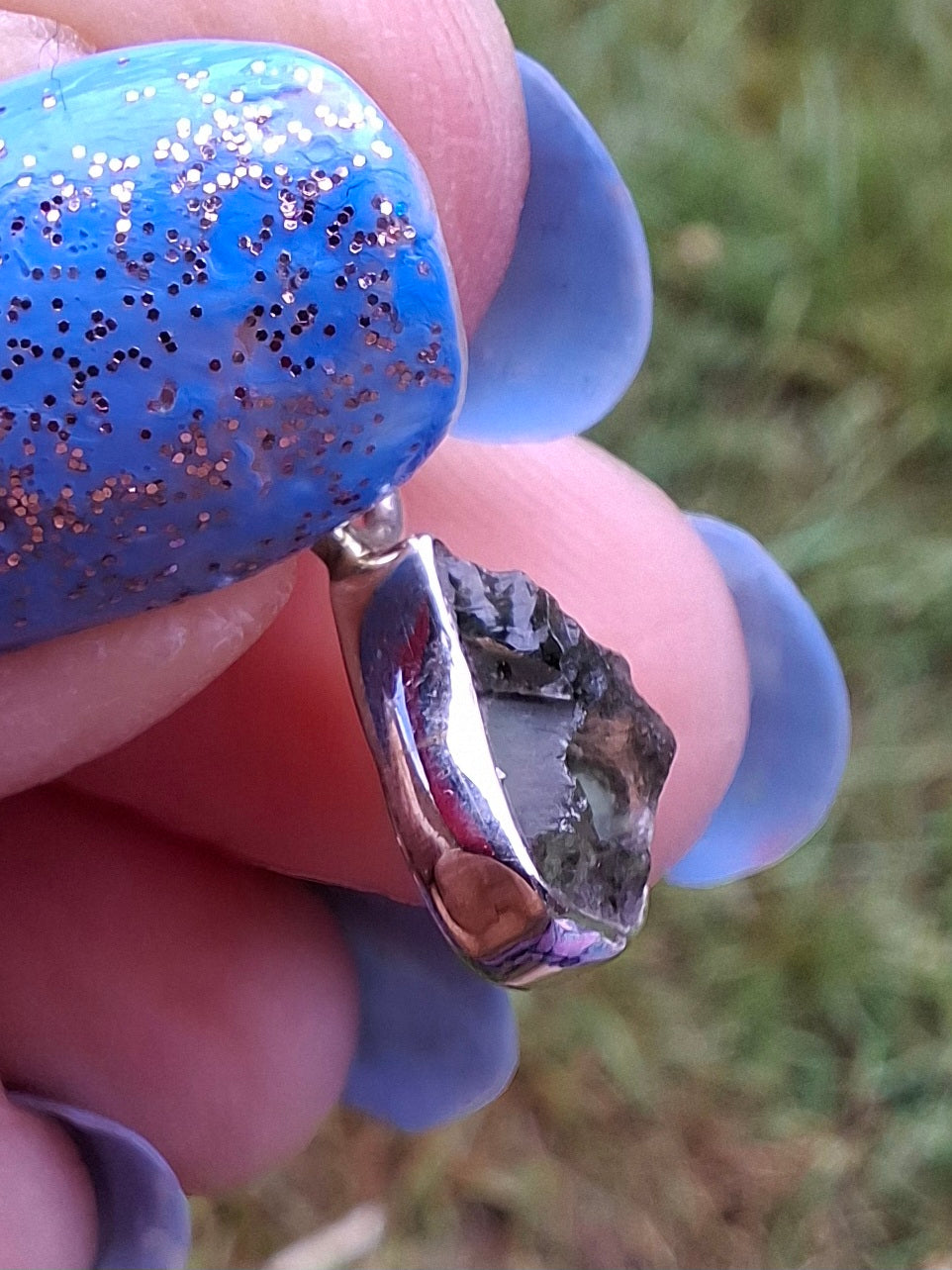 Moldavite Pendant, 925 Silver, Tektite (Ref: P72)