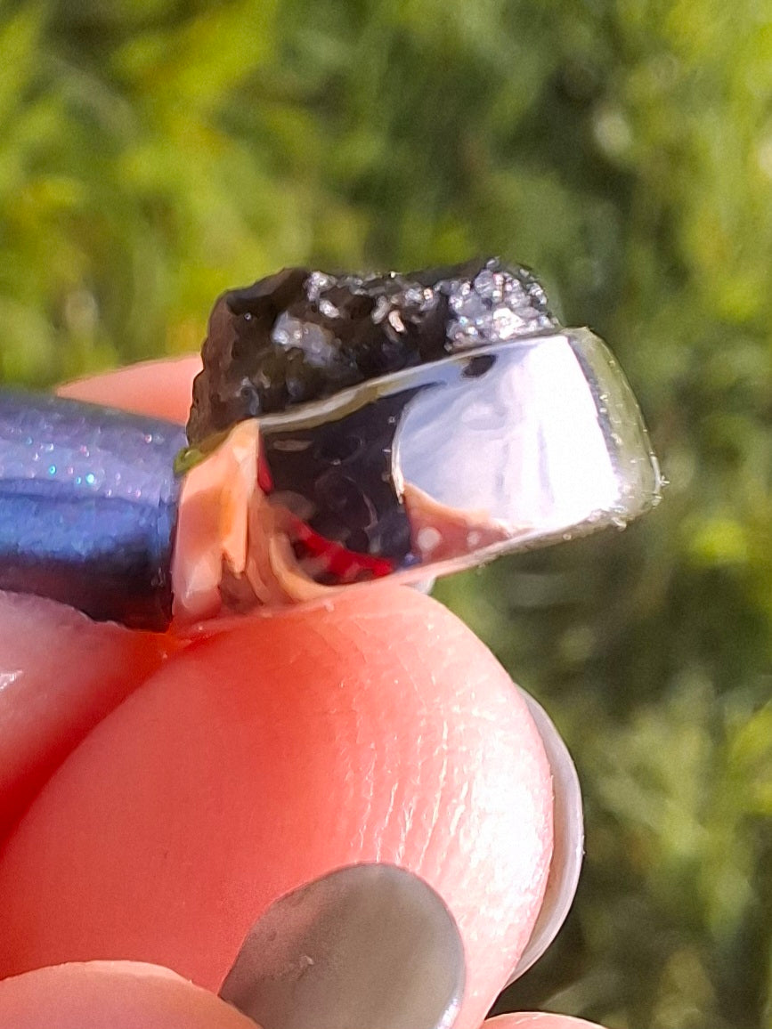Moldavite Pendant, 925 Silver, Tektite (Ref: P16)