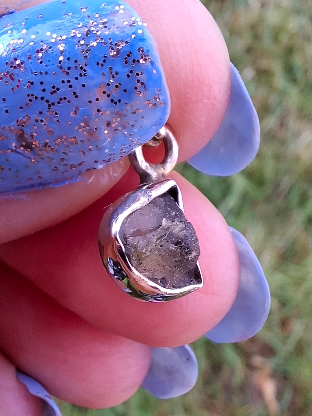 Moldavite Pendant, 925 Silver, Tektite (Ref: P38)