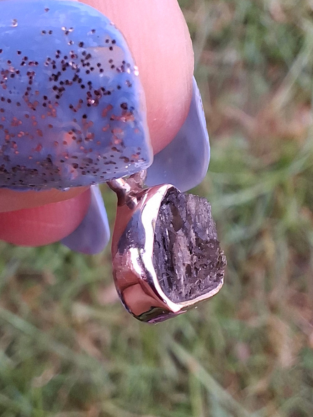 Moldavite Pendant, 925 Silver, Tektite (Ref: P57)