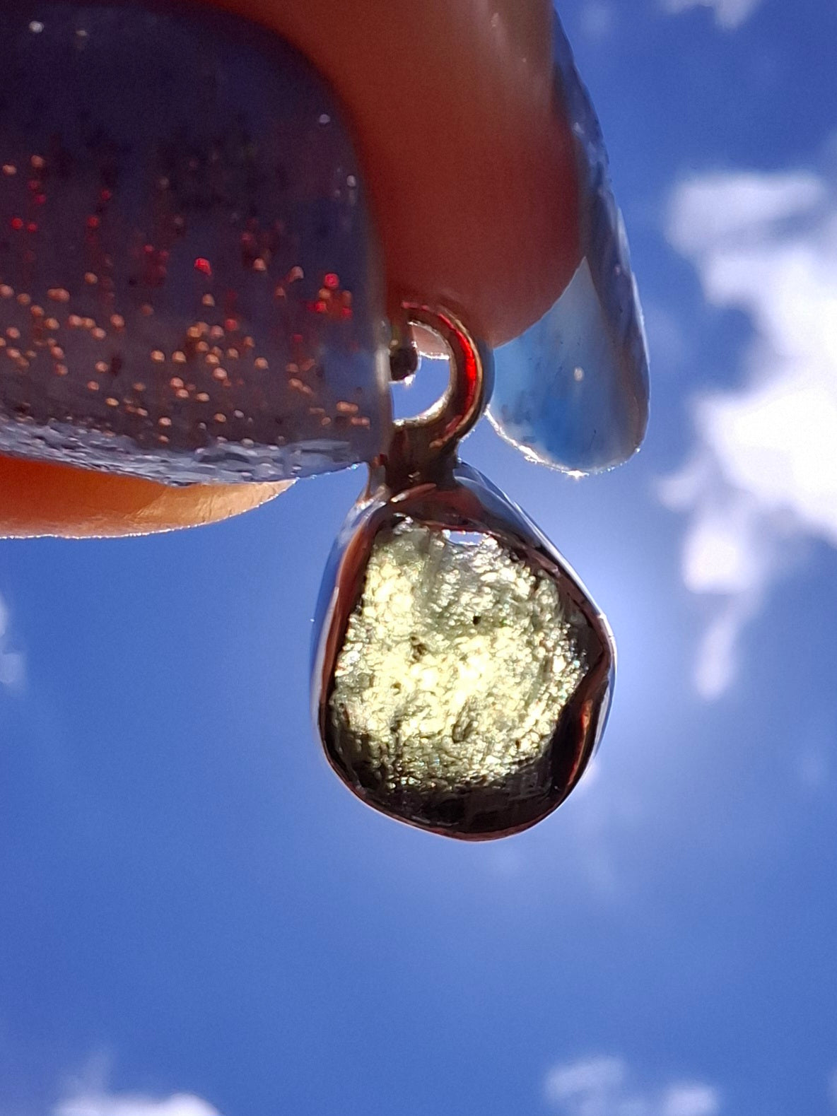 Moldavite Pendant, 925 Silver, Tektite (Ref: P78)