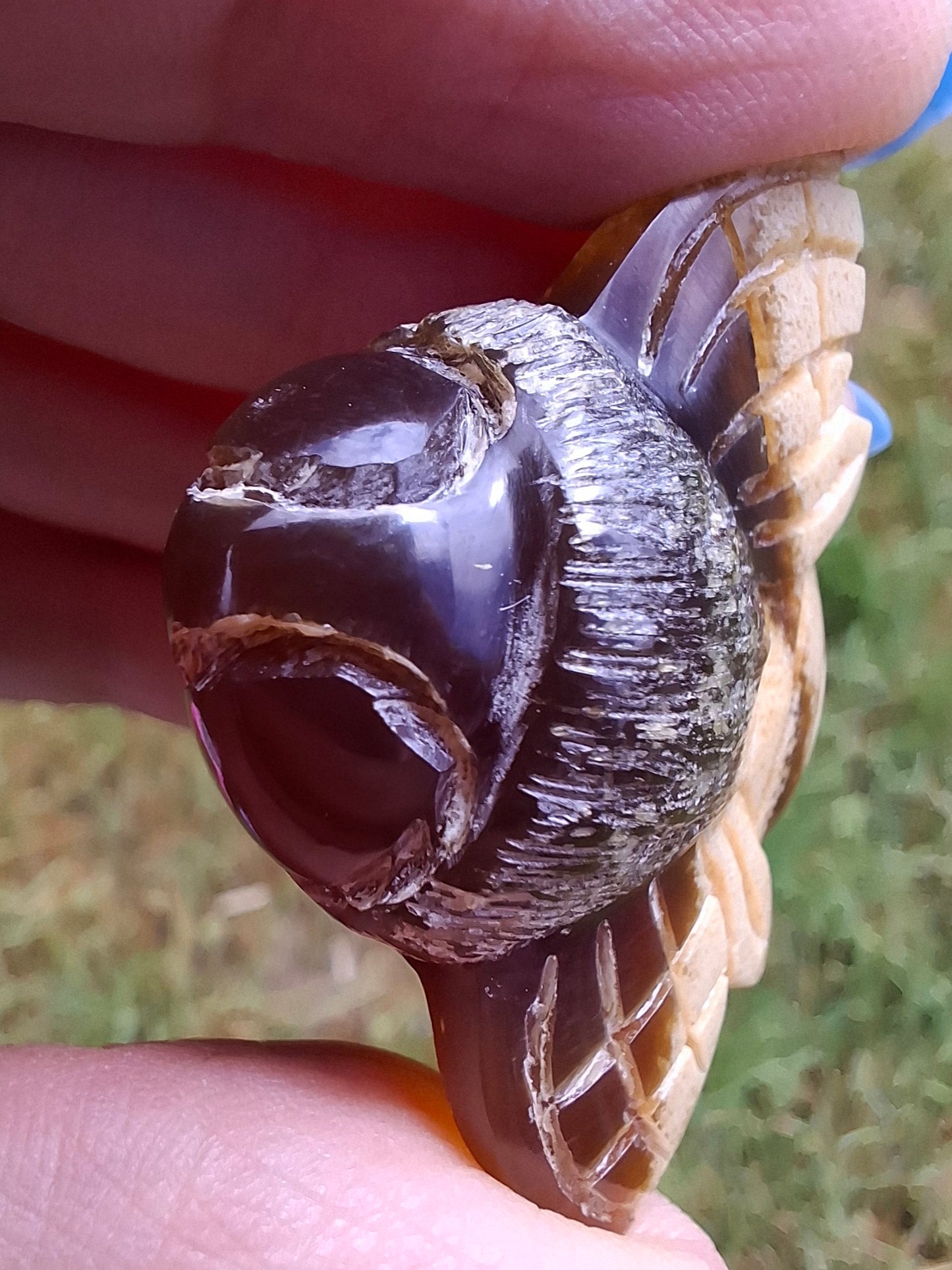 Red Amber Honey Bee Carving, 8.34g, Fossil (Ref: Bee38)