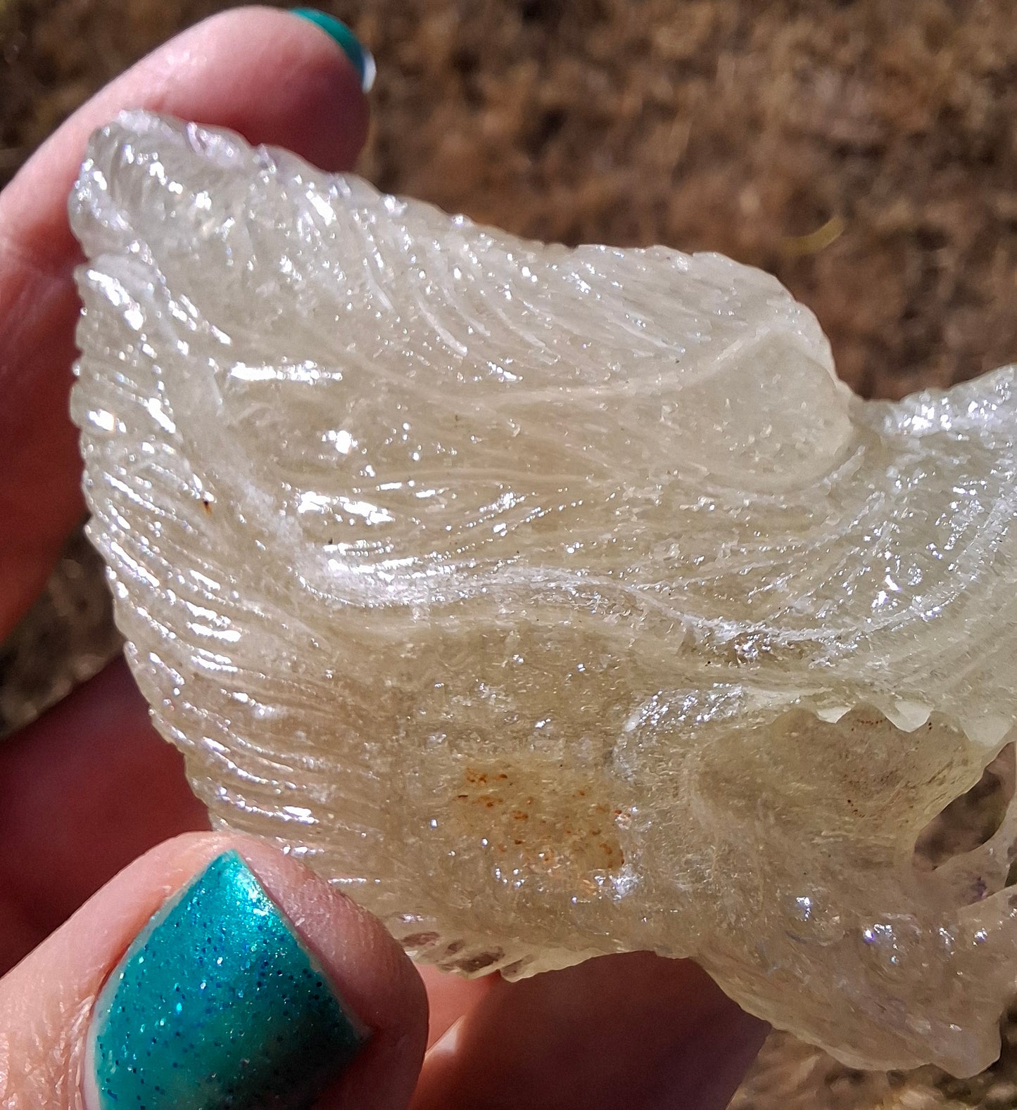 Libyan Desert Glass DRAGON HEAD Carving, 75.84g, Tektite (Ref: Dragon1)