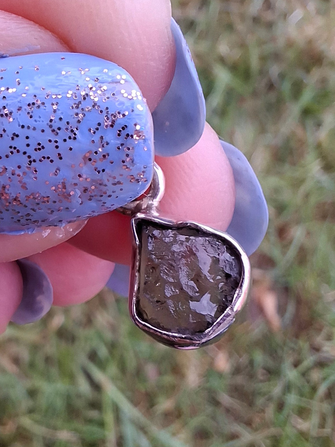 Moldavite Pendant, 925 Silver, Tektite (Ref: P63)
