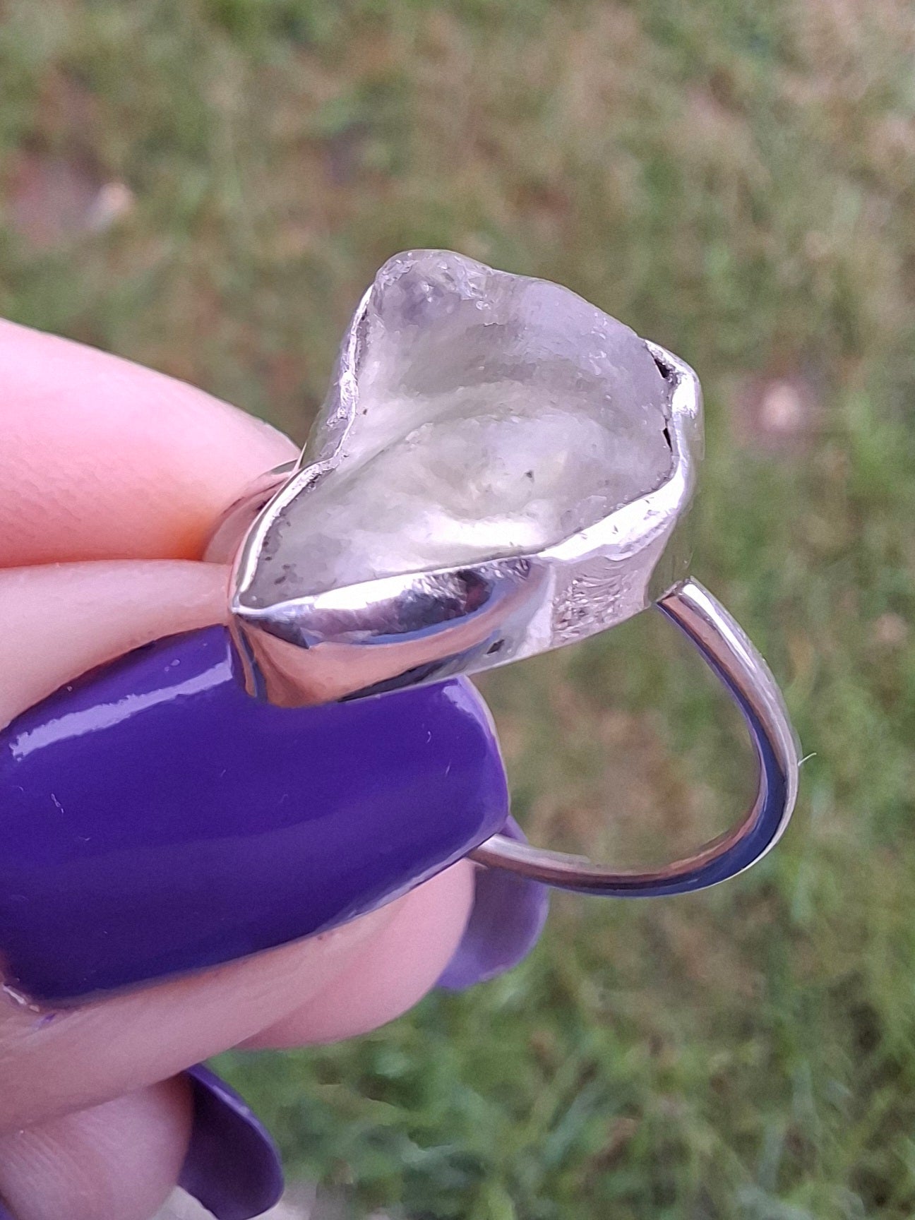Libyan Desert Glass Ring, size large Q, 925 Silver, Tektite (Ref: LR36)