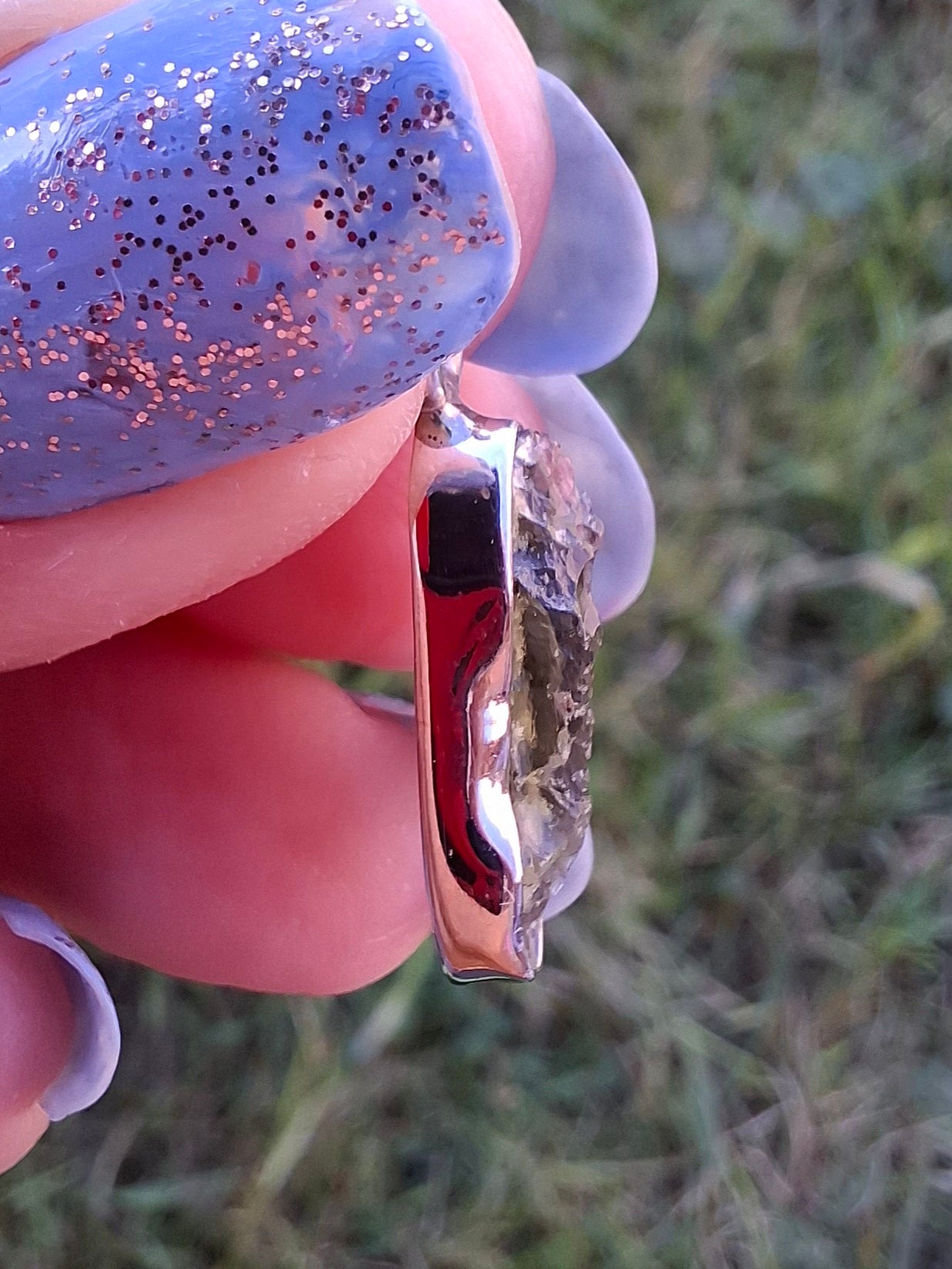 Moldavite Pendant, 925 Silver, Tektite (Ref: P94)