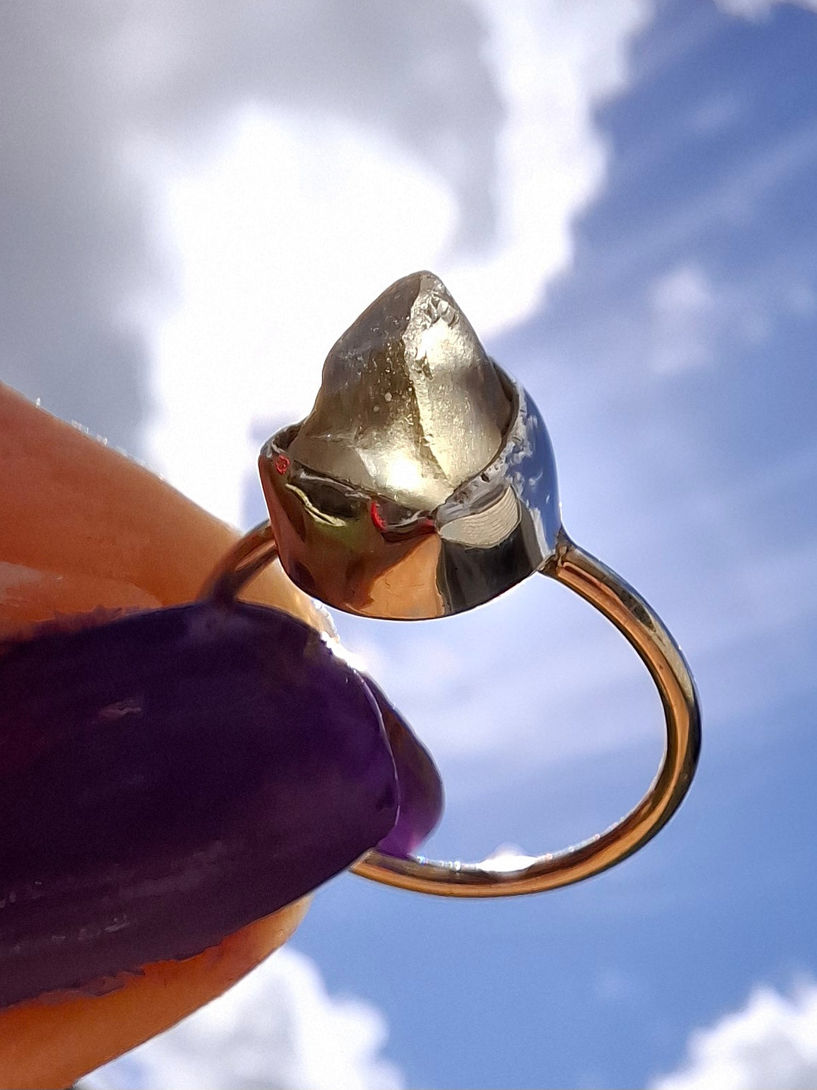 Libyan Desert Glass Ring, size large K/small L, 925 Silver, Tektite (Ref: LR17)