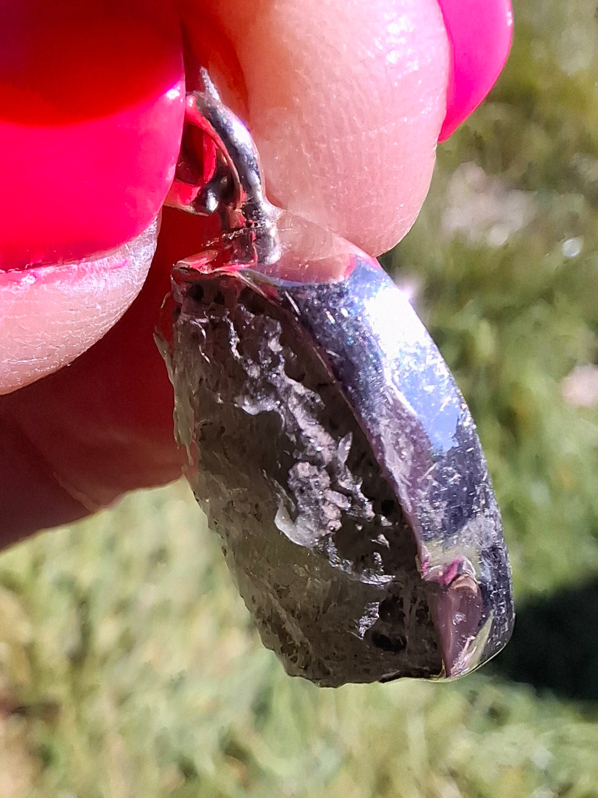Moldavite Pendant, 925 Silver, Tektite (Ref: P433)