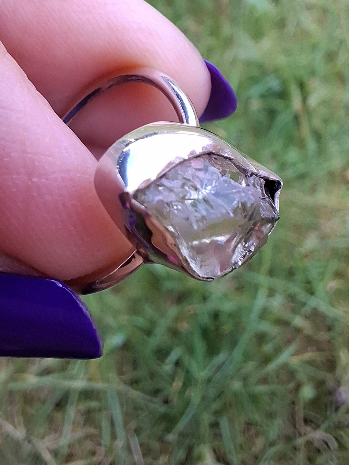 Libyan Desert Glass Ring, size large K, 925 Silver, Tektite (Ref: LR16)