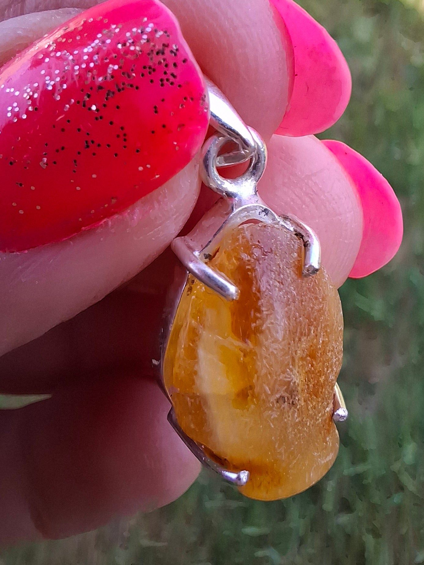 Baltic Amber Pendant, 925 Silver, Fossil (Ref: AP5)