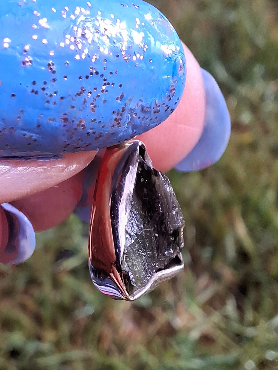 Moldavite Pendant, 925 Silver, Tektite (Ref: P30)